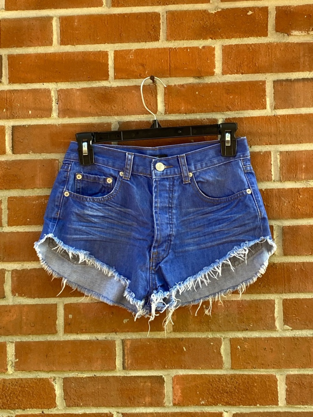 Y2K Forever 21 Royal Blue Frayed Hem Denim Shorts